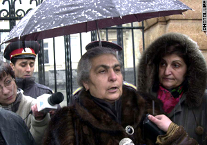 The Sargsyan's mother, Greta, staged a protest.