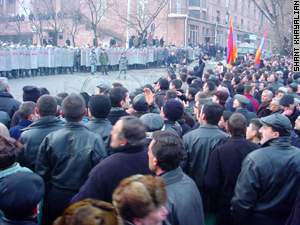 Police turned back demonstators who tried to reach the Presidential residence  Wednesday.